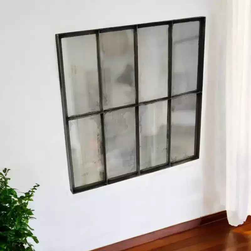 Miroir d'appoint carré noir de 40 pouces avec cadre en métal