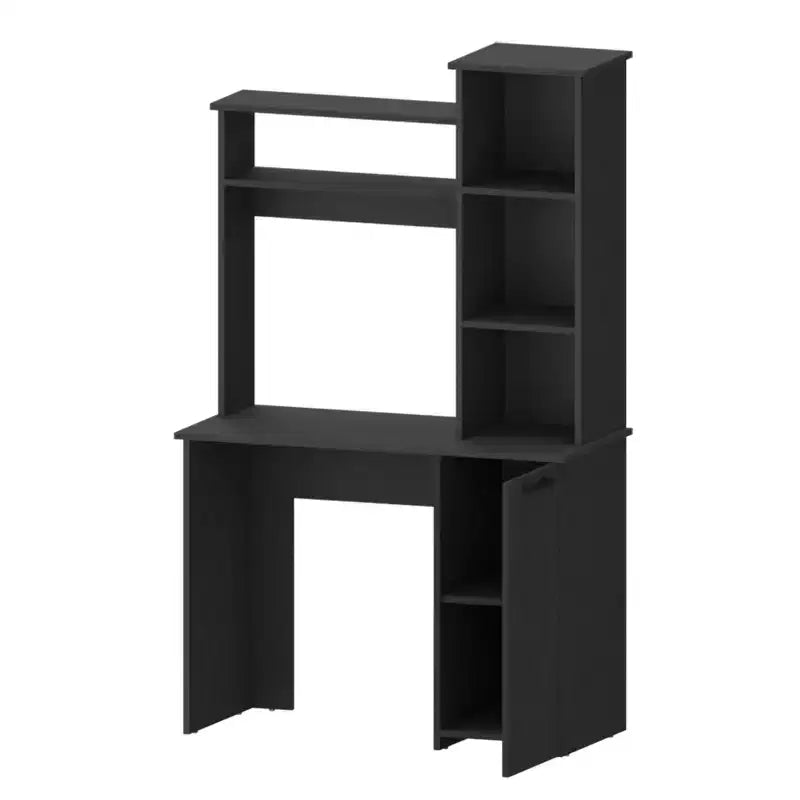 Bureau d'ordinateur noir de 39 pouces avec huche et meuble de rangement