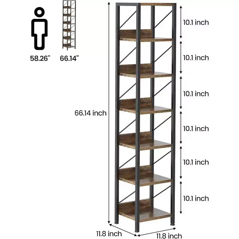 Bibliothèque industrielle de 180 cm avec meuble de rangement – 4 niveaux, marron