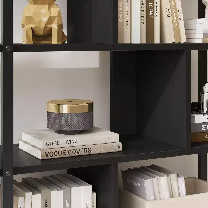 Bibliothèque industrielle de 180 cm avec meuble de rangement – 4 niveaux, marron