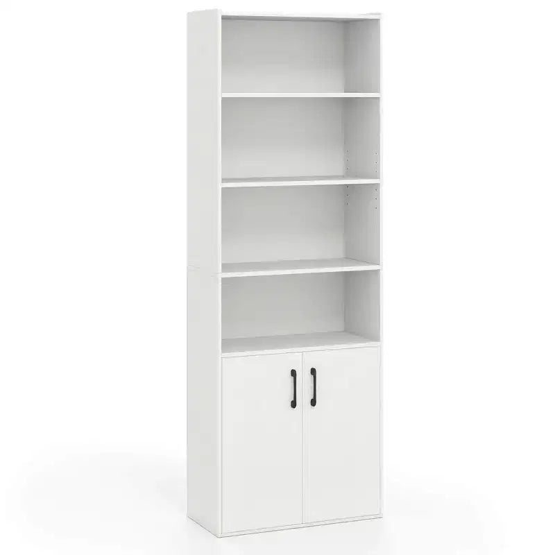 Bibliothèque de 178 cm avec étagères réglables et armoire à 2 portes – Étagère d'exposition polyvalente