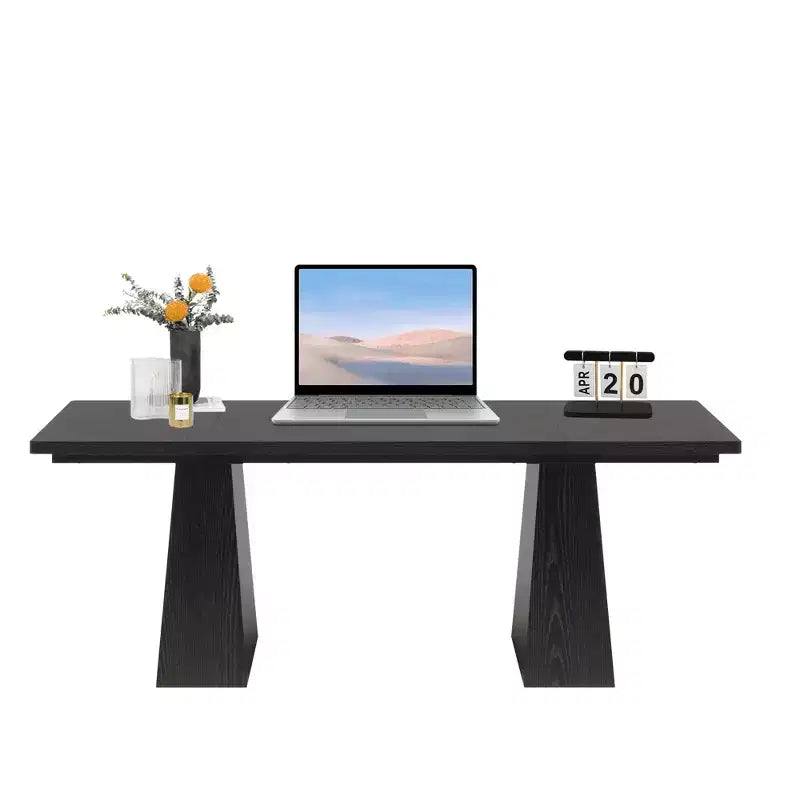 Table de salle à manger rectangulaire de 180 cm pour 6 à 8 personnes – Marron rustique et noir