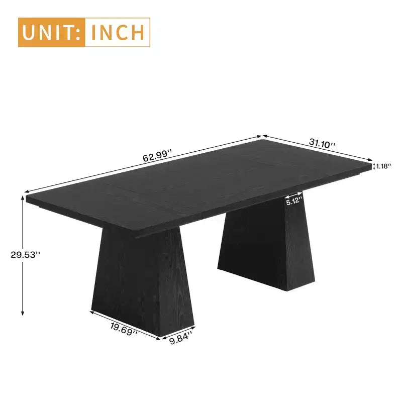 Table de salle à manger rectangulaire de 180 cm pour 6 à 8 personnes – Marron rustique et noir