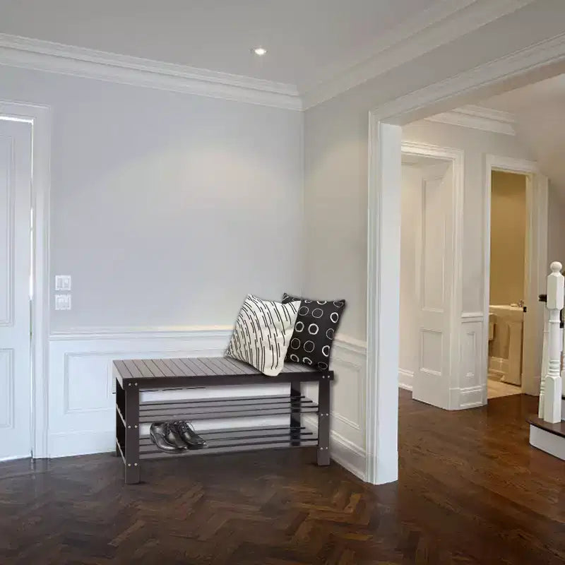 Banc de rangement porte-chaussures en bambou à 3 niveaux, 89 cm de large