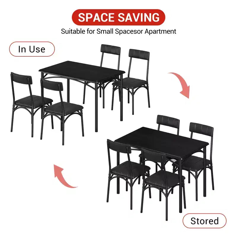 Ensemble table à manger pour 4, Table de cuisine avec chaises rembourrées, Ensemble table de salle à manger rectangulaire en bois pour petit espace, dîner, appartement, maison