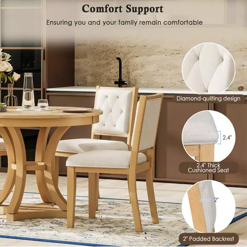 Ensemble de salle à manger rétro Merax élégant 5 pièces avec table ronde extensible et 4 chaises rembourrées