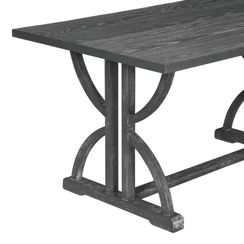 Ensemble de salle à manger de ferme pour 4 personnes, table de cuisine rectangulaire avec 4 chaises rembourrées et un banc