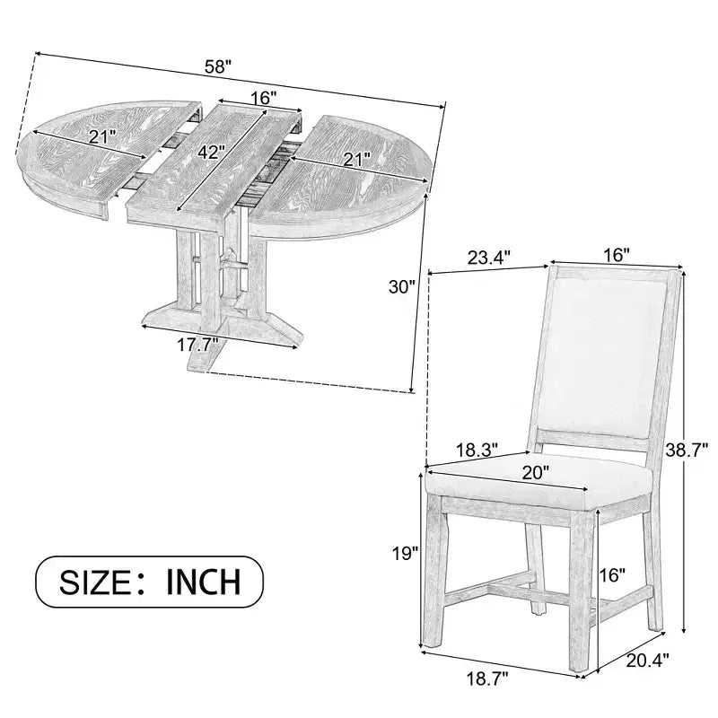 GDFStudio Salome – Ensemble de salle à manger 5 pièces avec table ronde extensible et chaises rembourrées