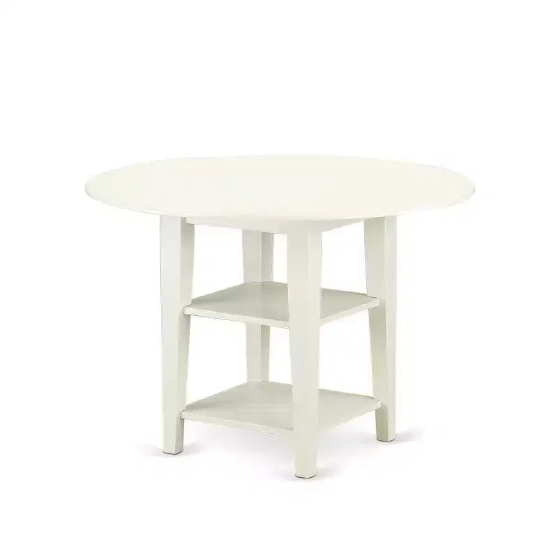 Ensemble de salle à manger antique 5 pièces Table et chaises Sièges en similicuir blanc lin Meubles de cuisine à domicile
