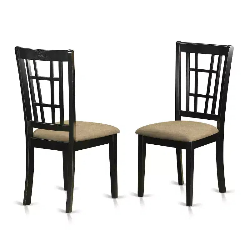 Ensemble de salle à manger 7 pièces - Table rectangulaire avec rallonge papillon et 6 chaises de cuisine - Finition noir et cerisier
