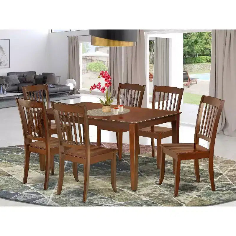 Ensemble de salle à manger rectangulaire 7 pièces - Table et chaises de style rococo - Mobilier de salle à manger élégant