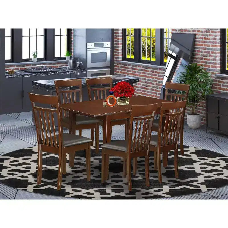 Ensemble de salle à manger 7 pièces - Table de salle à manger pour petits espaces et 6 chaises - Ensemble de salle à manger en bois