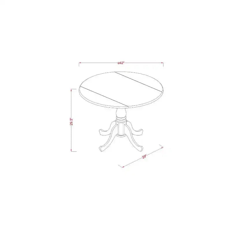 Table à manger 5 pièces avec plateau en bois massif finition acajou et 4 chaises à abattant