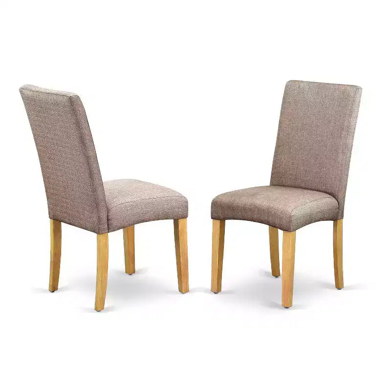 Ensemble salle à manger cottage – Table carrée 5 pièces et 4 chaises – Tissu lin – Fini chêne