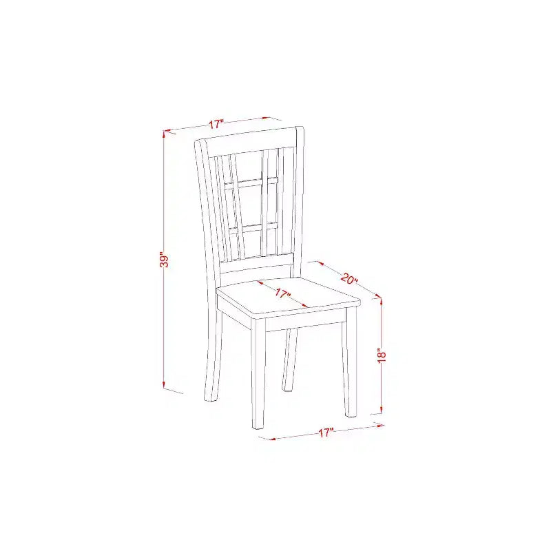 Table de salle à manger HomeStock 5 pièces à plateau carré en bois massif avec finition noire et cerisier, et 4 chaises