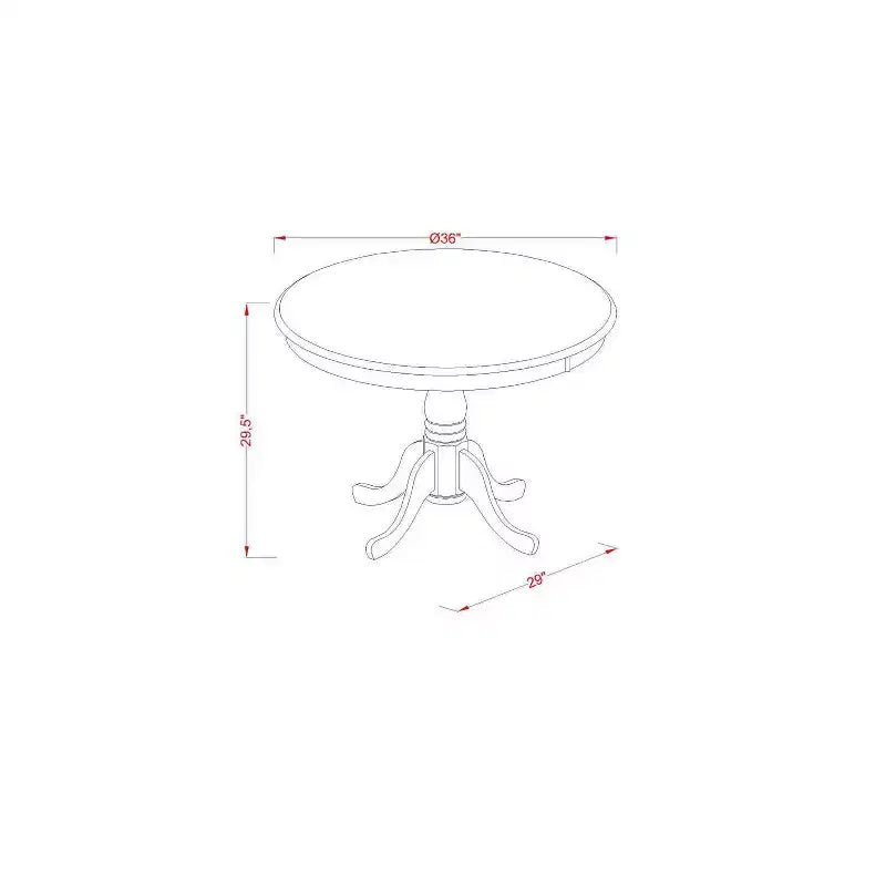 Table à manger ronde 5 pièces, plateau en bois massif finition noire avec 4 chaises