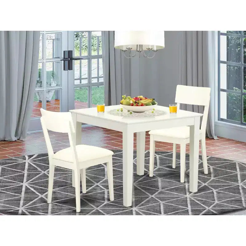 Ensemble de salle à manger 3 pièces - Table et 2 chaises - Finition blanc lin