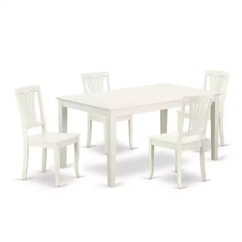 Rectangular Dining Set 5Pc 60 Inch Table with 4 Chairs - Modern Farmhouse Style