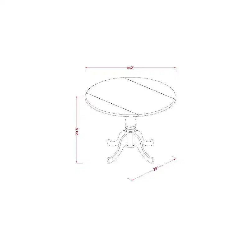 Ensemble de salle à manger rond avec 4 chaises - Table de 42 pouces, finition acajou, ensemble de meubles compacts