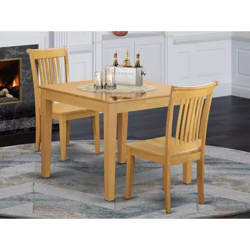 Ensemble de salle à manger 3 pièces - Table et 2 chaises - Ensemble de salle à manger en bois - Style nordique - Fini chêne