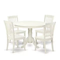 Round Dining Set 5Pc Asian Style - 42 Inch Table & 4 Chairs - Modern Elegant Dining Room Furniture