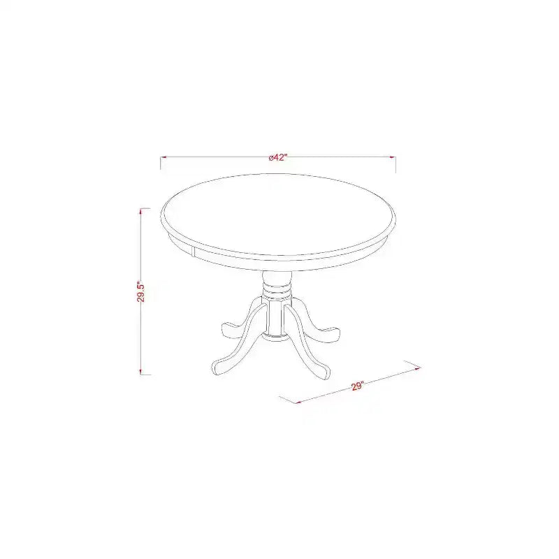 Ensemble de salle à manger rond 5 pièces de style asiatique - Table de 107 cm et 4 chaises - Meubles de salle à manger modernes et élégants