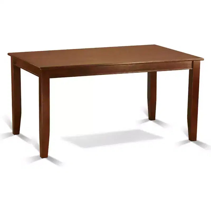 HomeStock Table de salle à manger rectangulaire 5 pièces, plateau en bois massif finition acajou avec 4 chaises Parson