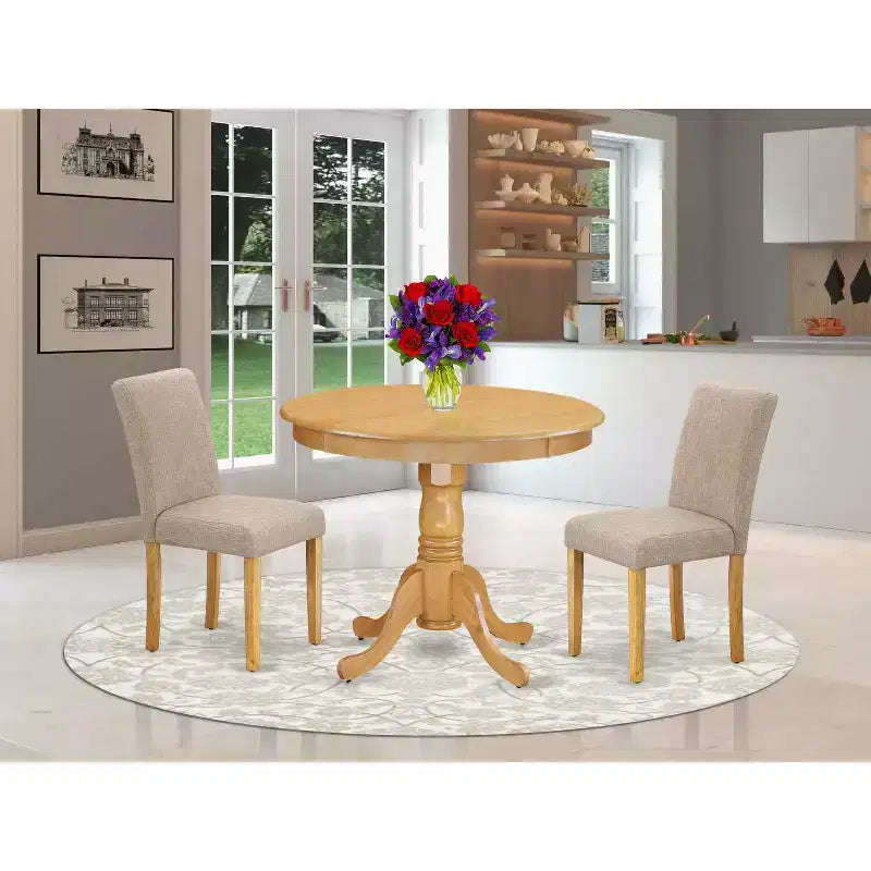 Ensemble de dînette campagnard français - Ensemble table et chaises 3 pièces - Meubles de salle à manger en tissu lin