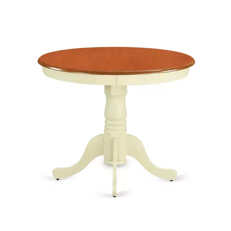 Kitchen Table Set 3pc - Round Dining Table & 2 Chairs - Buttermilk Cherry Finish - Small Space Friendly