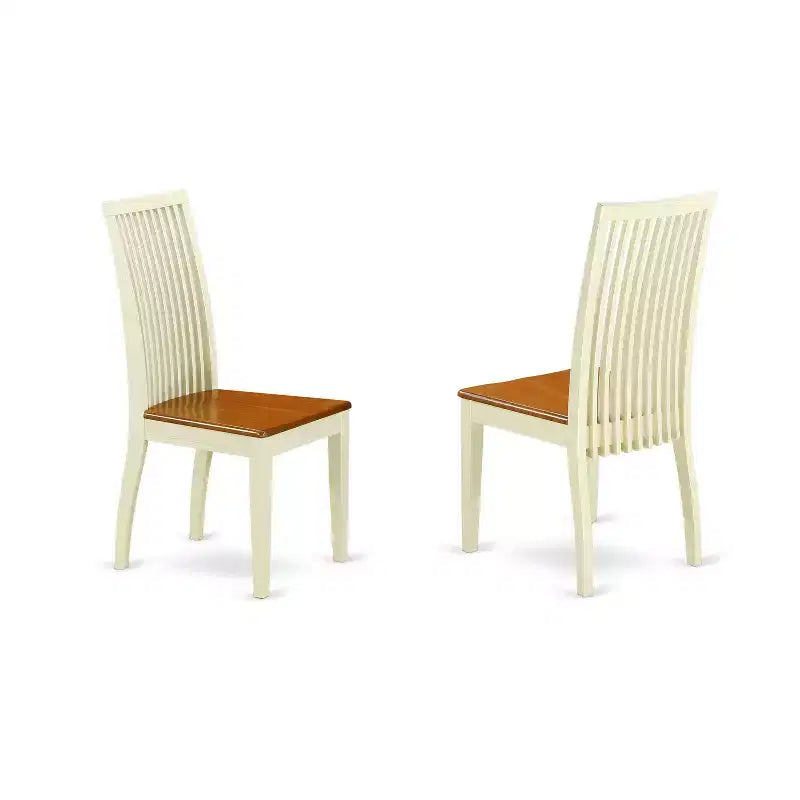 Ensemble table de cuisine 3 pièces - Table à manger ronde et 2 chaises - Finition cerisier crème - Idéal pour petits espaces