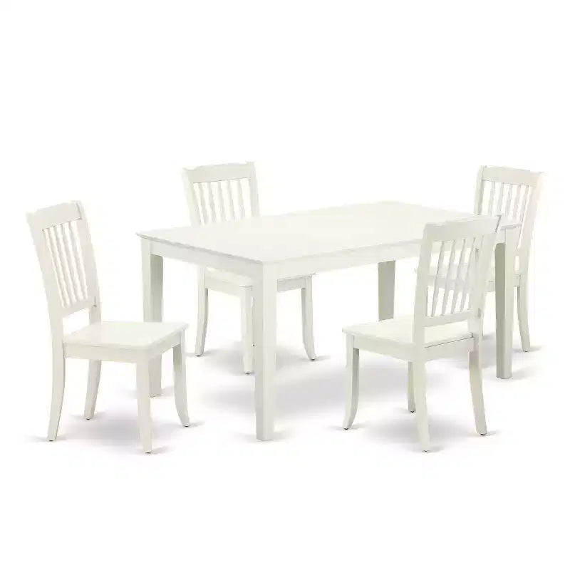 Rectangular Dining Set 5 Piece - 60 Inch Table & 4 Chairs - Modern Farmhouse Style