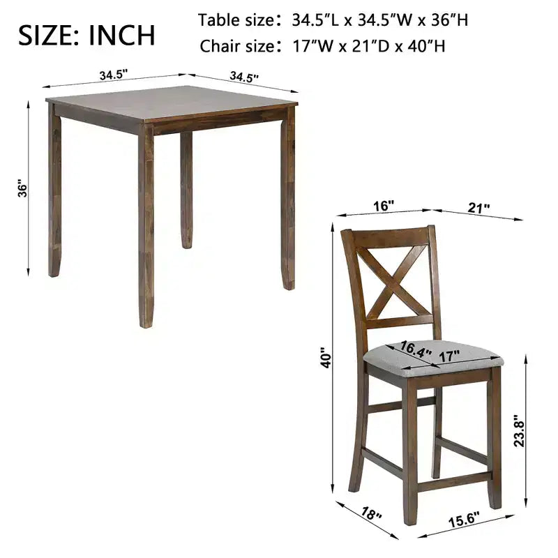 CLIHOME Ensemble de table à manger 5 pièces, Ensemble pour 4 personnes, table de salle à manger de cuisine en bois avec table carrée et 4 chaises rembourrées