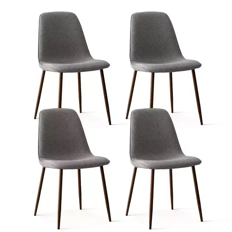 Ensemble de salle à manger 5 pièces pour 4 personnes, table à manger ronde avec pieds en métal croisés et chaises rembourrées aspect grain de chêne pour cuisine et salle à manger - Panipeachy
