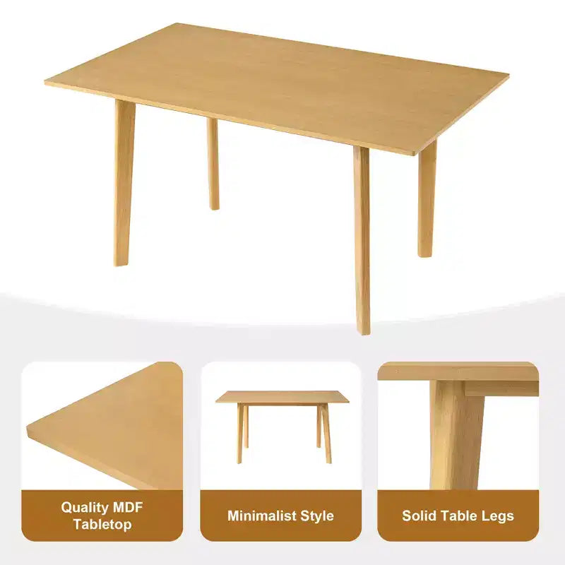 GDFStudio Dalton - Ensemble de salle à manger moderne 7 pièces - Table rectangulaire en bois massif et chaises rembourrées en lin
