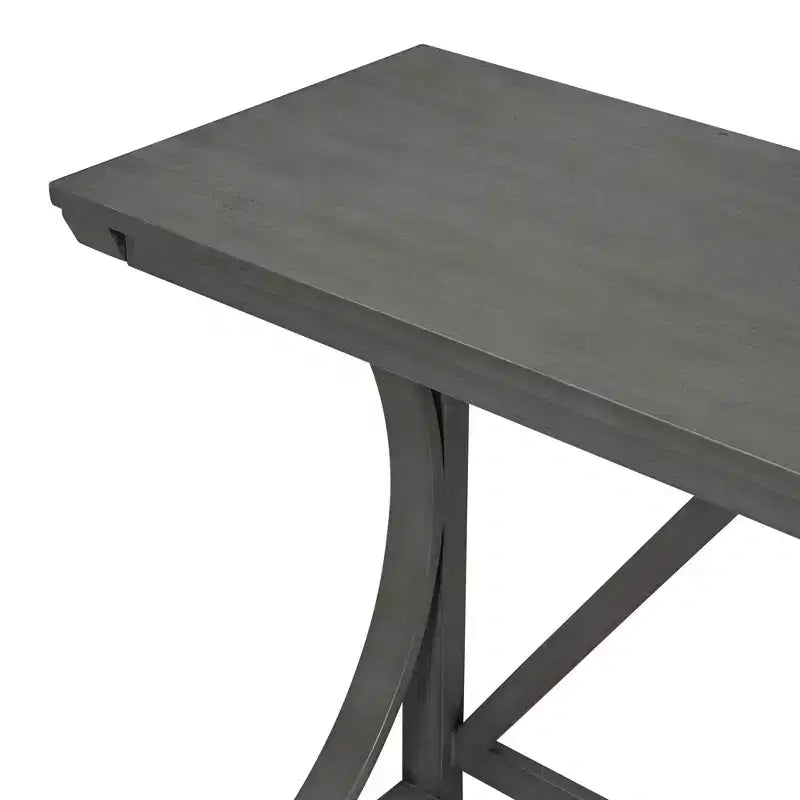 Ensemble de table à manger de hauteur comptoir 3 pièces de style rustique pour 2 personnes, table de bar console en bois avec port USB et tabourets rembourrés pour petit espace