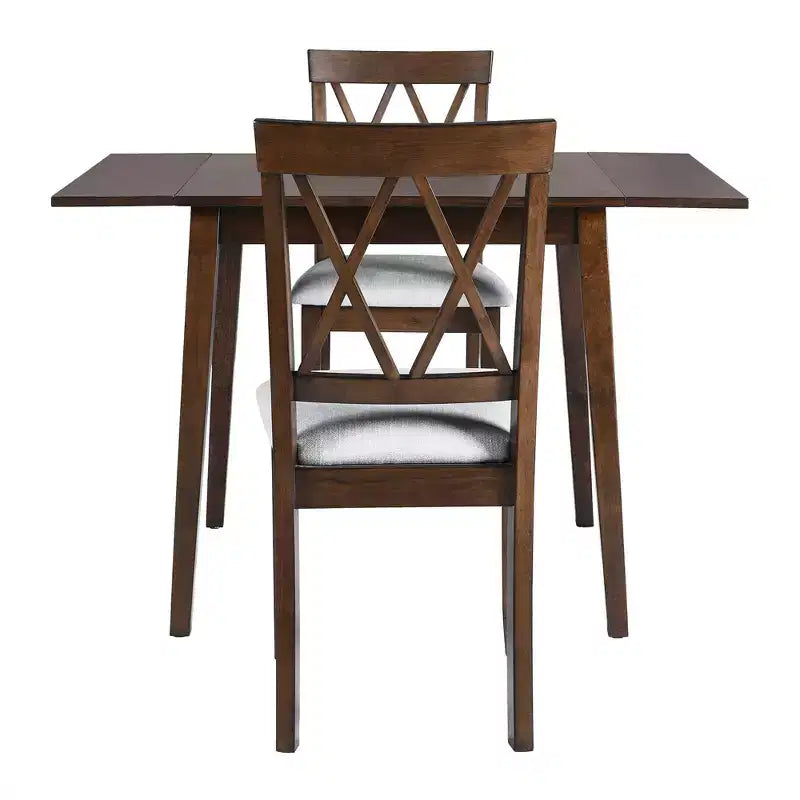Ensemble de salle à manger extensible 3 pièces avec 2 chaises rembourrées, table à manger en bois avec abattants pour petit espace