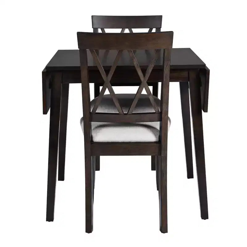 Ensemble de salle à manger extensible 3 pièces avec 2 chaises rembourrées, table à manger en bois avec abattants pour petit espace