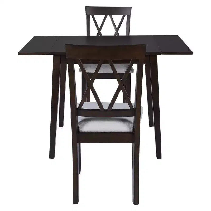 Ensemble de salle à manger extensible 3 pièces avec 2 chaises rembourrées, table à manger en bois avec abattants pour petit espace