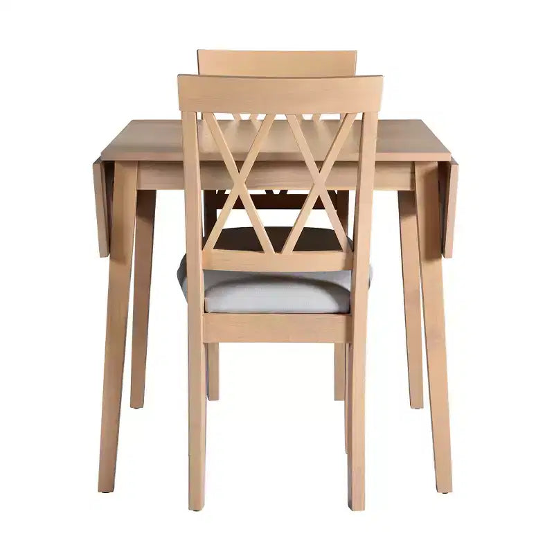 Ensemble de salle à manger extensible 3 pièces avec 2 chaises rembourrées, table à manger en bois avec abattants pour petit espace