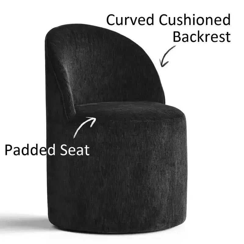 Ensemble de salle à manger 5 pièces pour 4, chaises modernes à roulettes avec revêtement en chenille, table ronde noire à pied central - Panipeachy