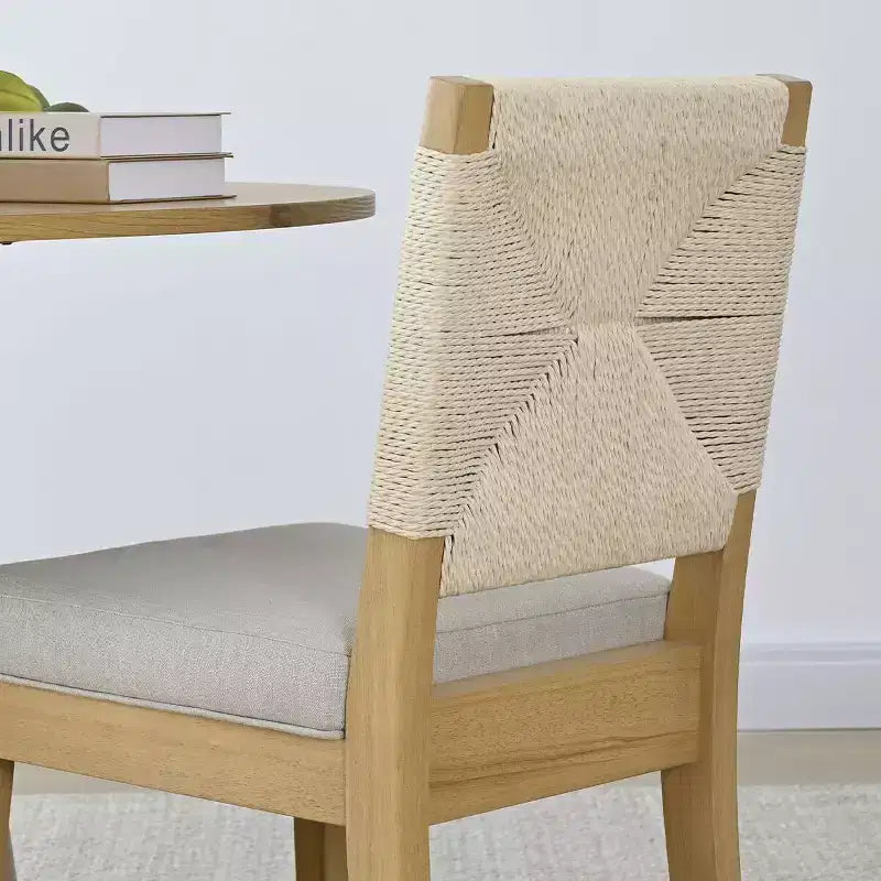 Ensemble de salle à manger rond 5 pièces, table à pied central de 41,5 po et chaises rembourrées beiges avec pieds en bois massif pour la cuisine ou le coin-repas - Panipeachy