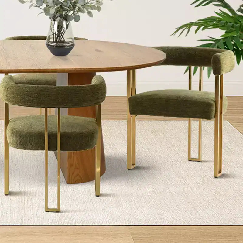 Ensemble de salle à manger ovale extensible 3-en-1 avec 6 chaises rembourrées en chenille et pieds en métal doré, Meuble de salle à manger polyvalent - Panipeachy
