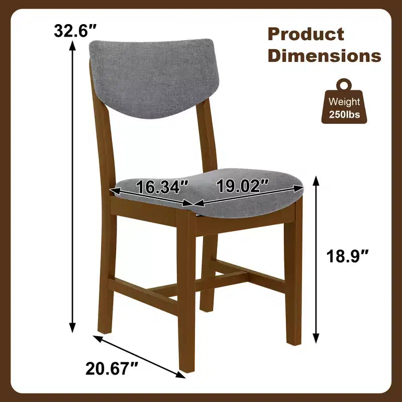 Ensemble de salle à manger en bois rustique pour 4 personnes, table rectangulaire 5 pièces avec chaises rembourrées pour petite cuisine