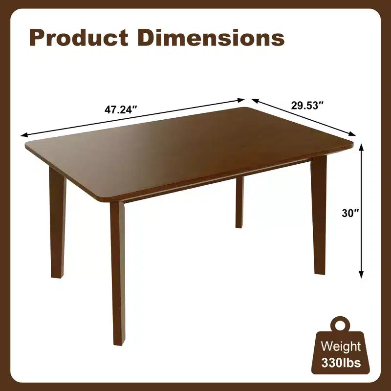 Ensemble de salle à manger en bois rustique pour 4 personnes, table rectangulaire 5 pièces avec chaises rembourrées pour petite cuisine