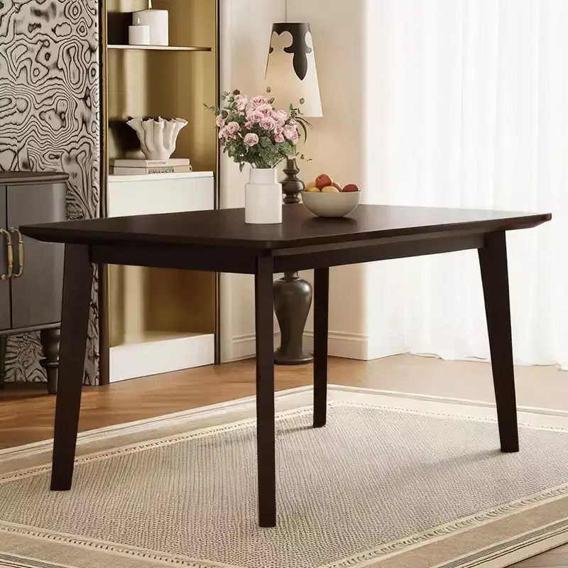 Ensemble de salle à manger en bois rustique pour 4 personnes, table rectangulaire 5 pièces avec chaises rembourrées pour petite cuisine