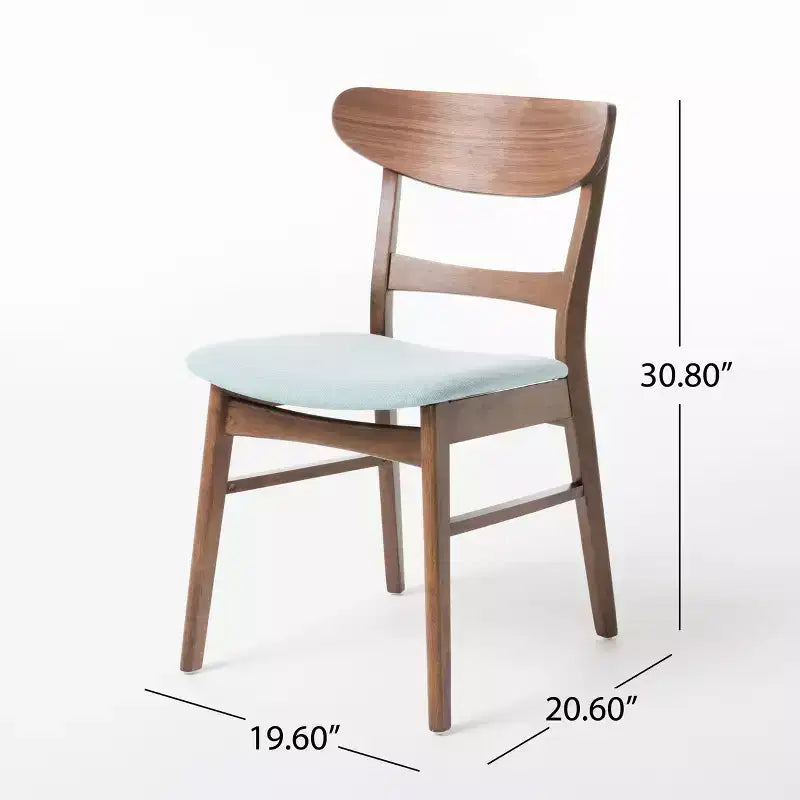 Ensemble de salle à manger compact pour 4 personnes, 5 pièces, table rectangulaire en bois massif avec 4 chaises rembourrées pour cuisine, vert menthe, noyer