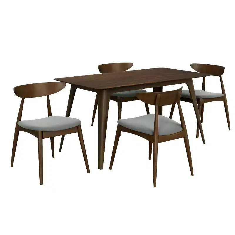 Ensemble de salle à manger moderne pour 4 personnes, 5 pièces, ensemble de table rectangulaire en bois massif avec 4 chaises rembourrées pour petite cuisine