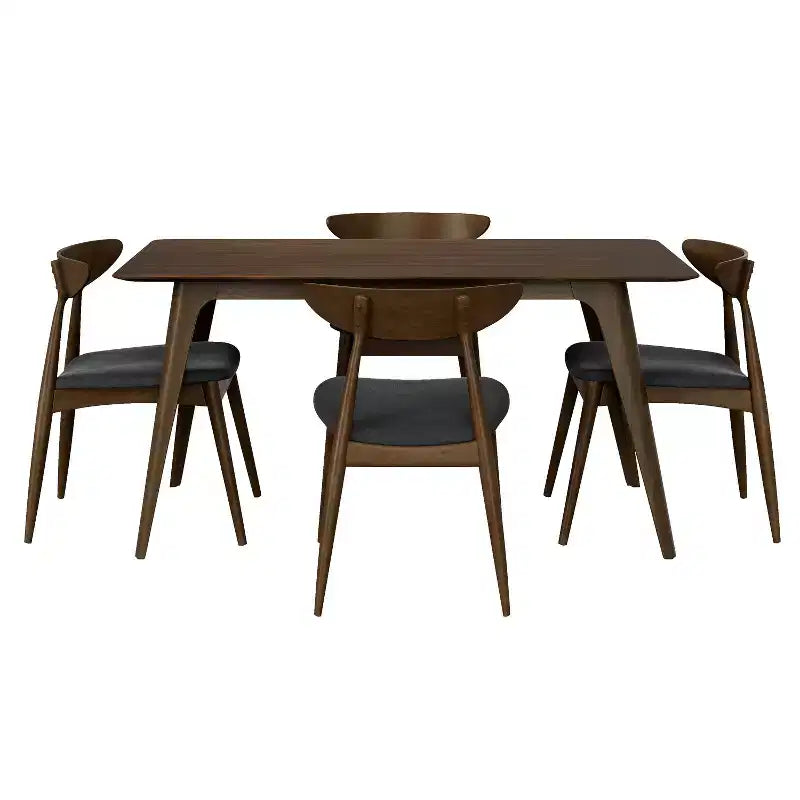 Ensemble de salle à manger moderne pour 4 personnes, 5 pièces, ensemble de table rectangulaire en bois massif avec 4 chaises rembourrées pour petite cuisine