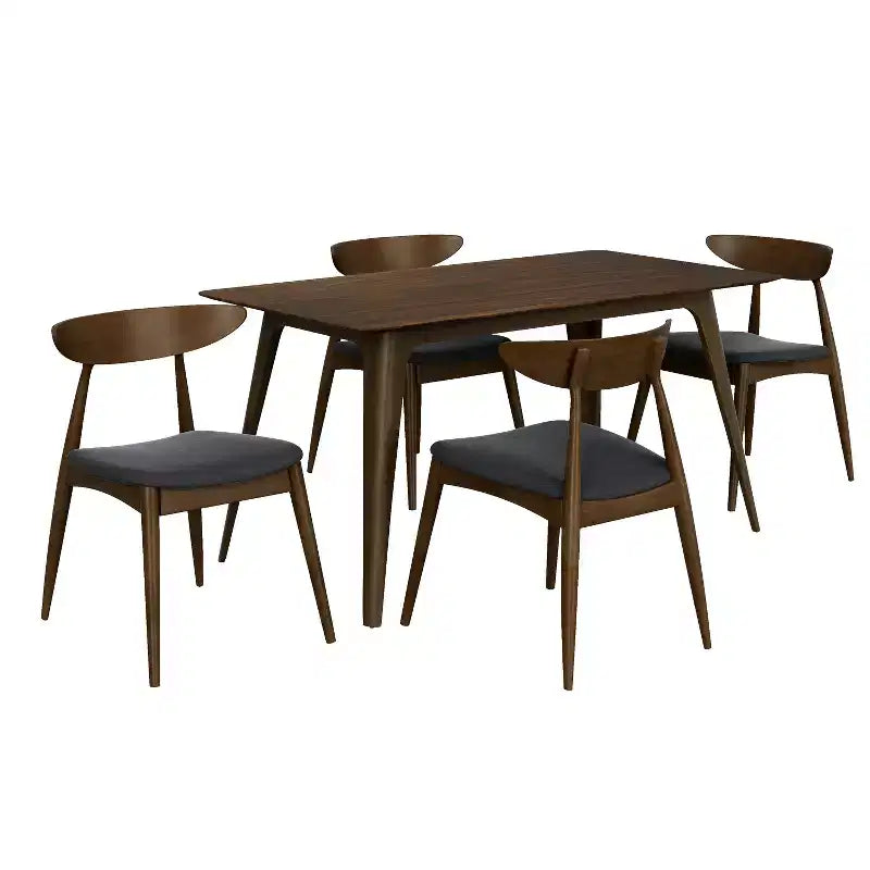 Ensemble de salle à manger moderne pour 4 personnes, 5 pièces, ensemble de table rectangulaire en bois massif avec 4 chaises rembourrées pour petite cuisine