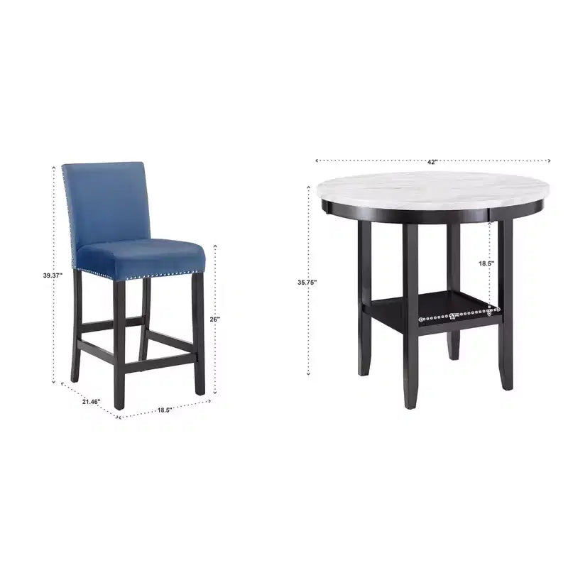 Salle à manger Banforth – 5 pièces – Bleu – iNSPIRE Q